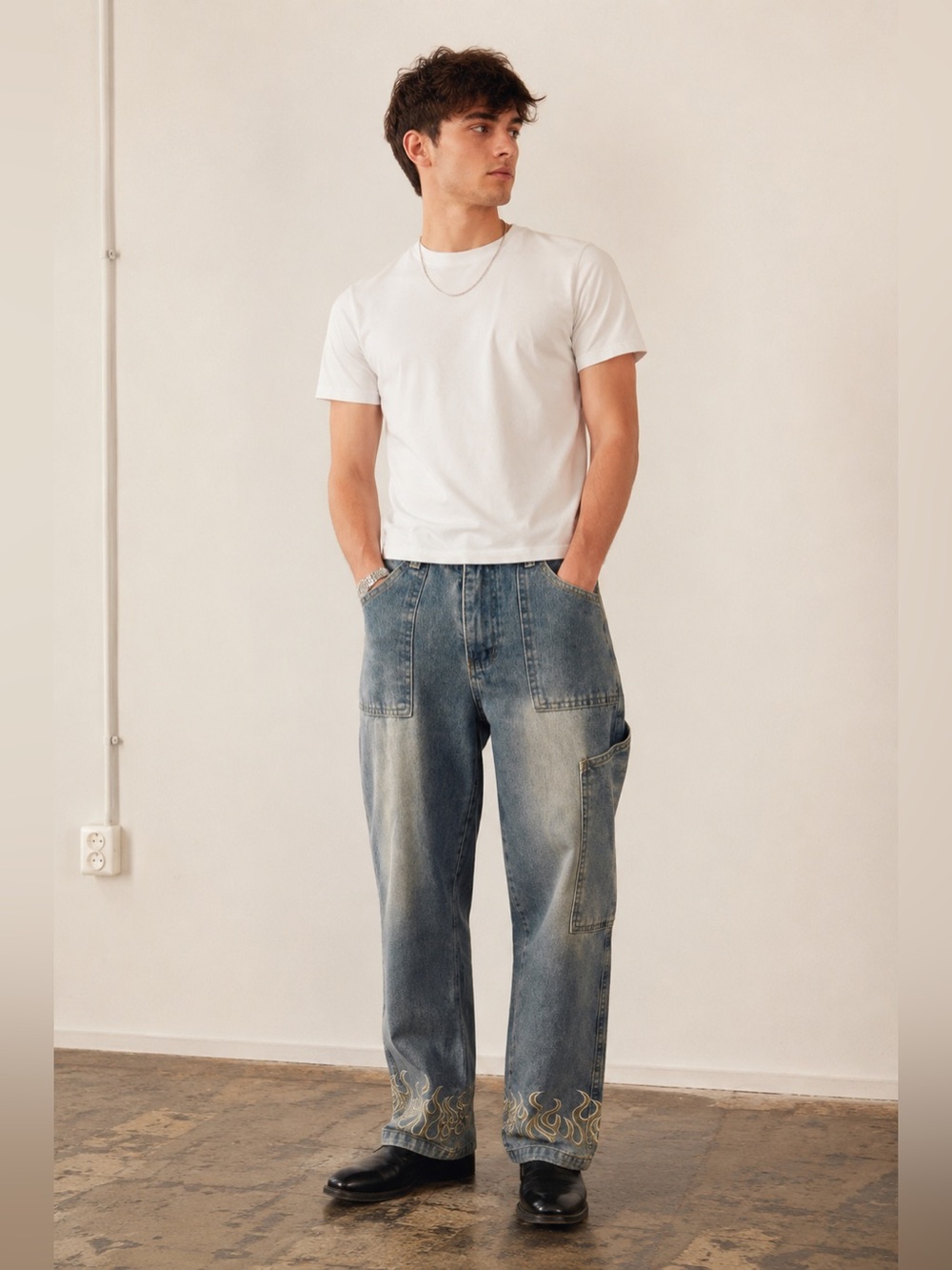 Kaede Gardens KG High Street Wide Leg Flame Jeans Men's Small Baggy Denim